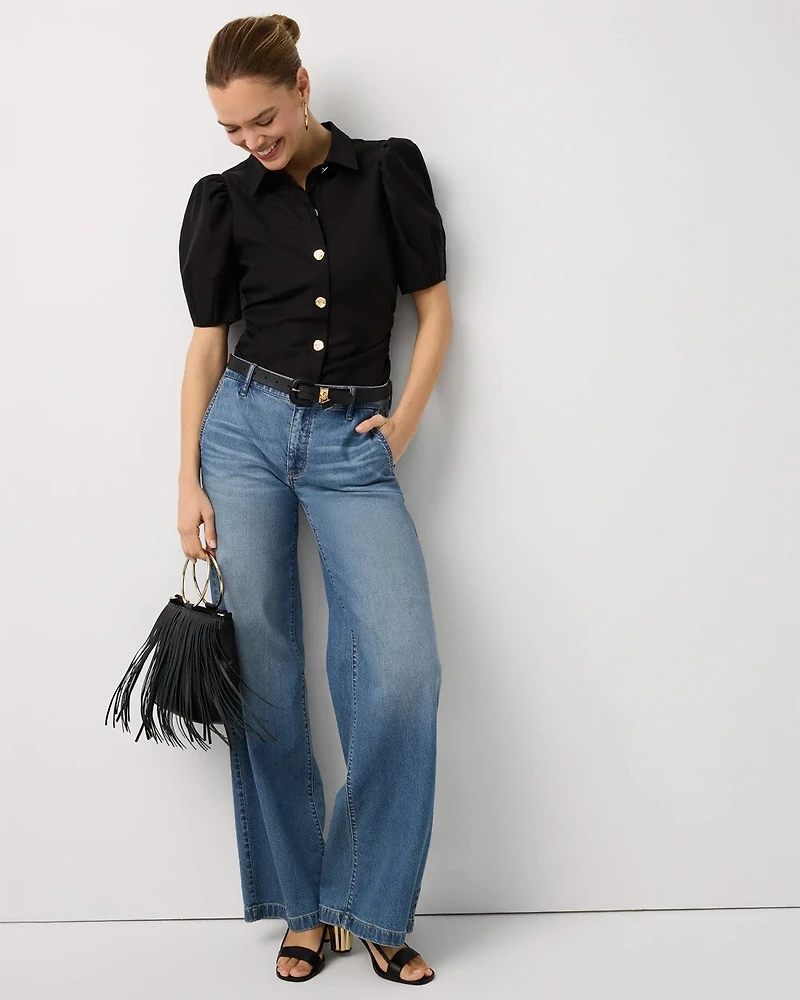 Puff Sleeve Twill Shirt