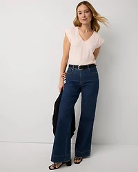 Crochet Detail V-neck Tee