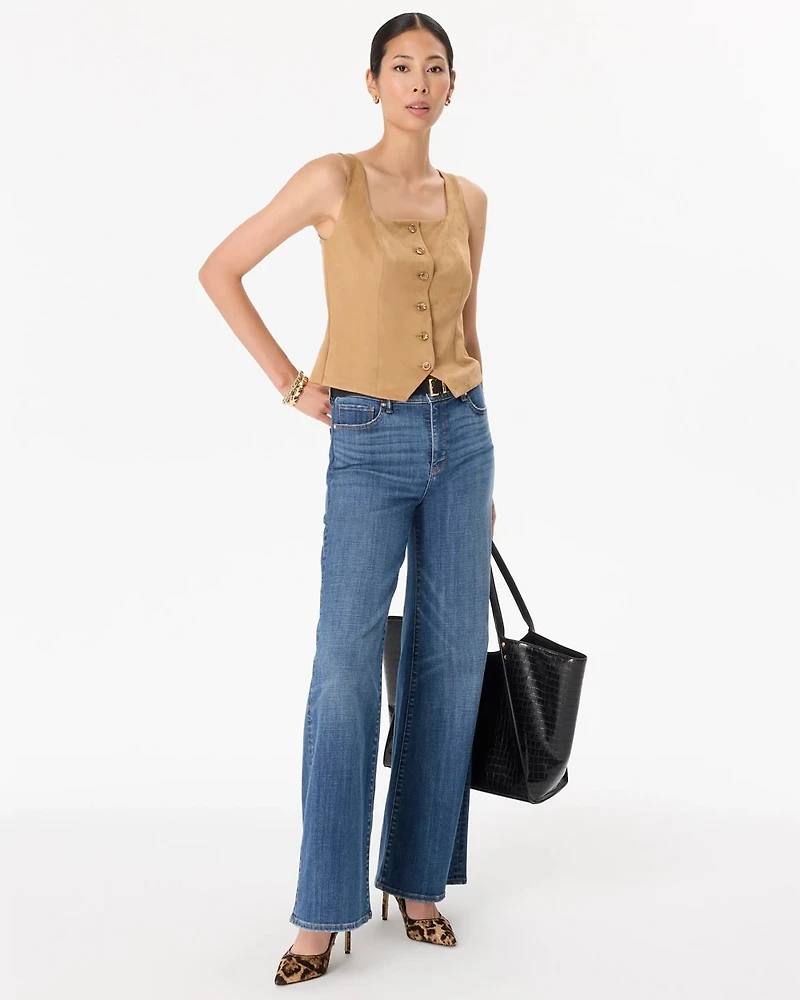 Square Neck Faux Suede Vest