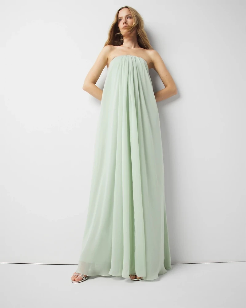 Petite Strapless Drape Gown