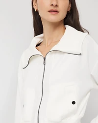 Rib Trim Zip-Up Jacket