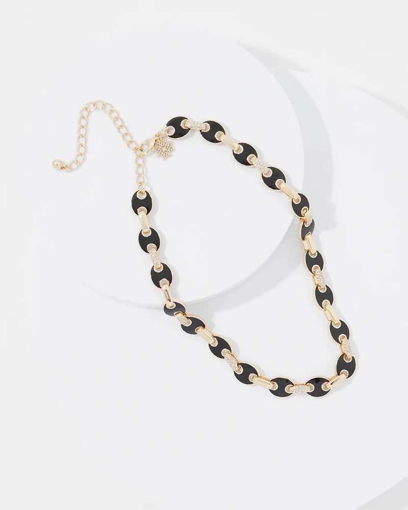 Black Mariner Links & Pavé Necklace