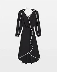 Petite Contrast Ruffle Midi Dress
