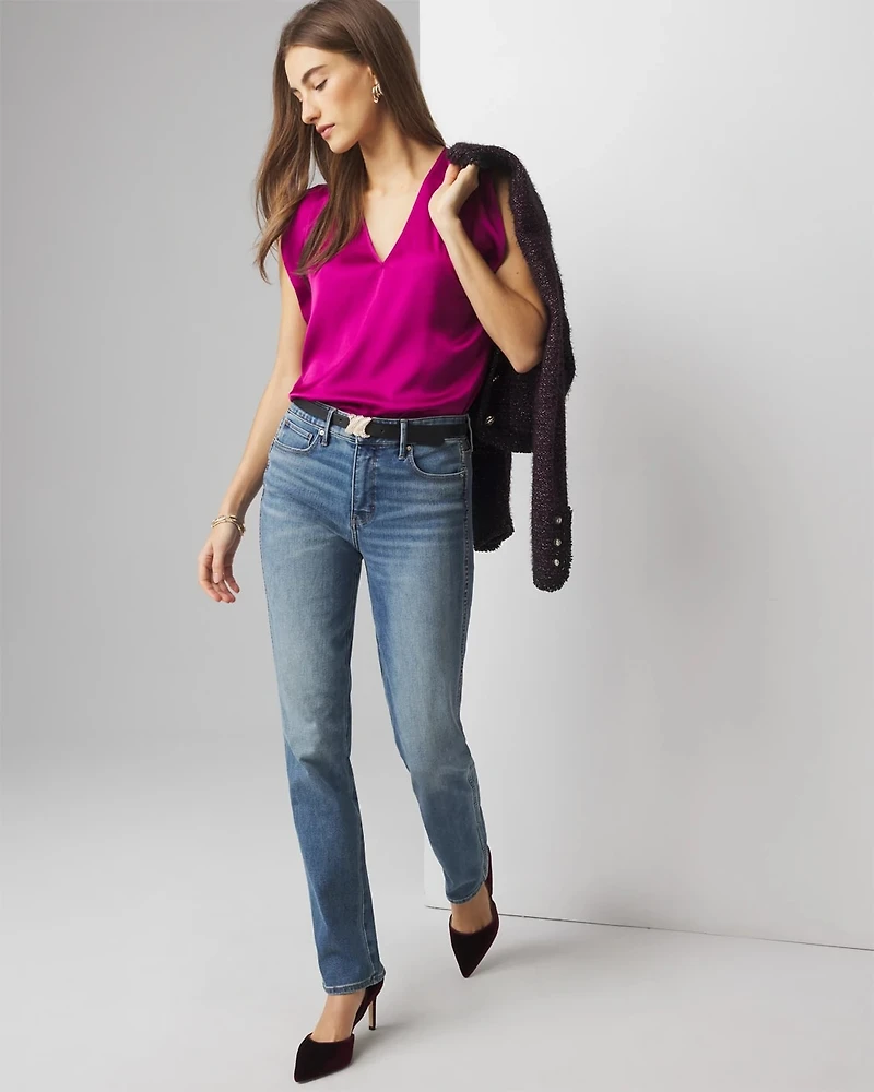 Petite Ruched Shoulder Shell Top