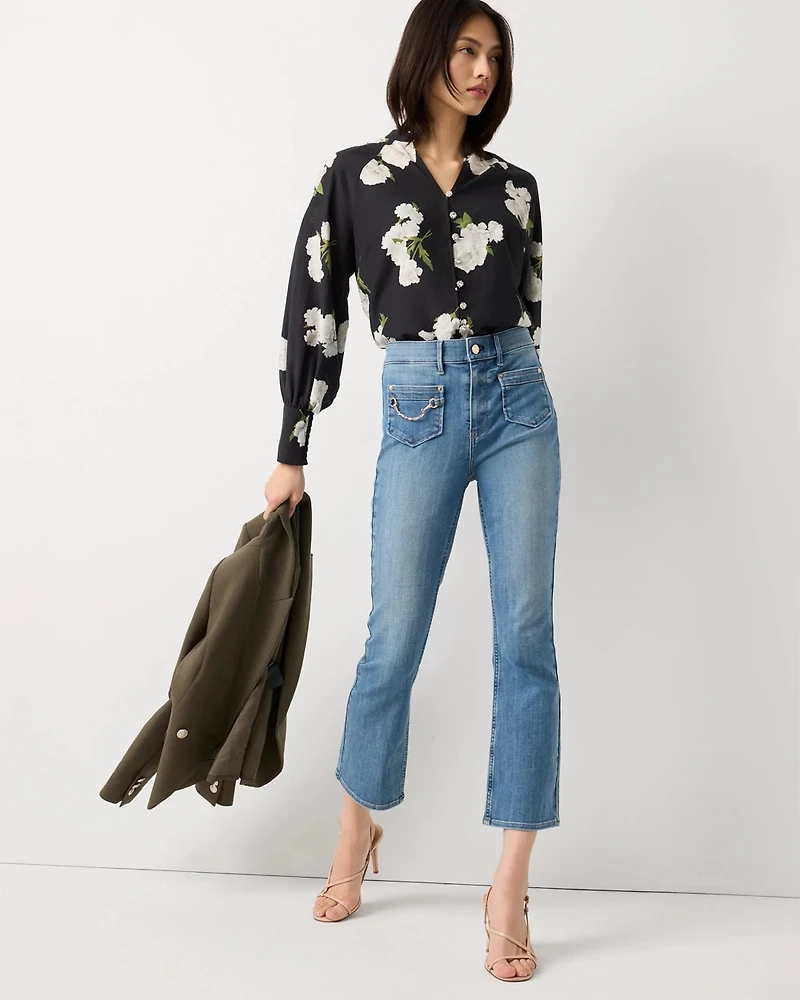 Charm Detail High Rise Kick Flare Jean