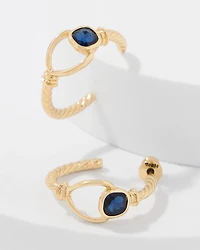 Navy Blue Stone Hoop Earrings