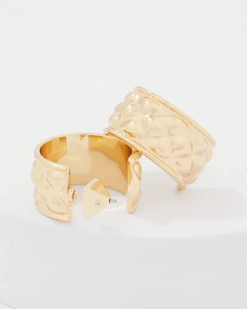 Quilted Gold Hoop Earrings