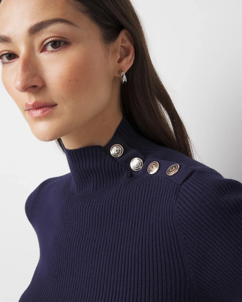 Elbow Sleeve Mock Neck Sweater