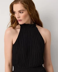 Pleated Halter Maxi Dress