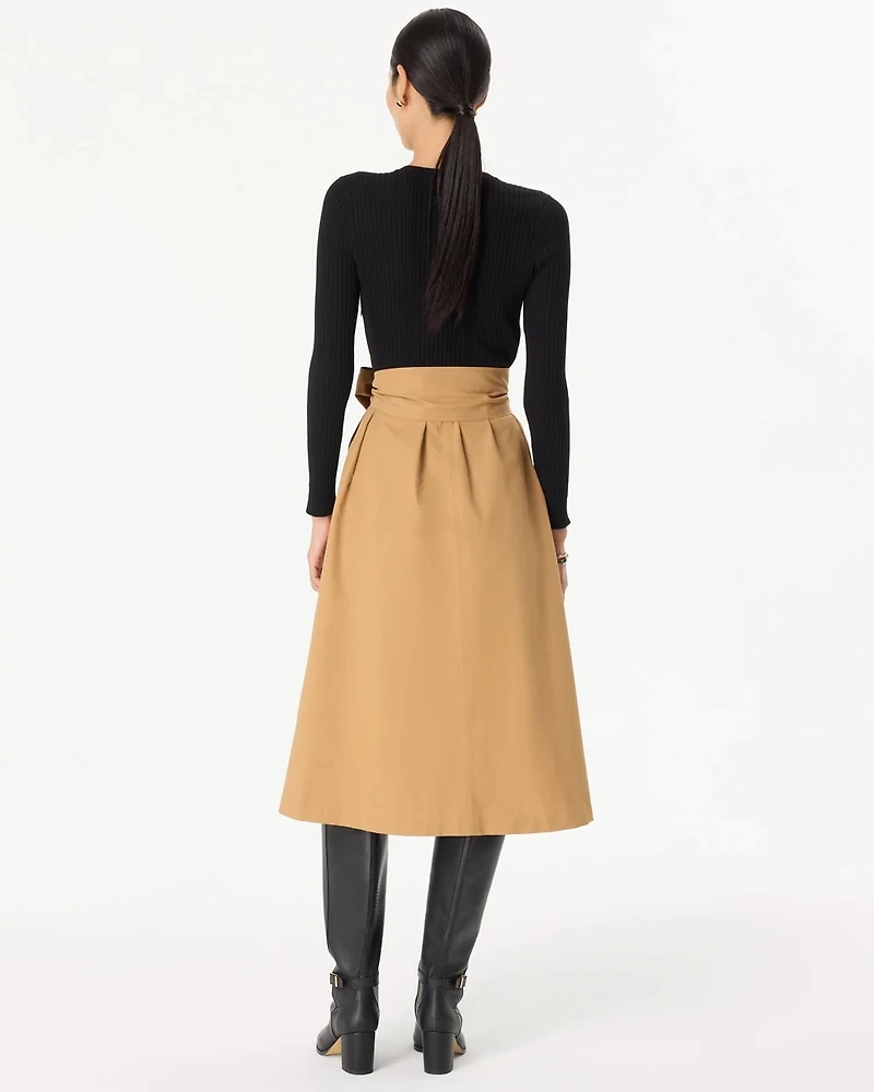 Petite Long Sleeve Crew Neck Midi Dress