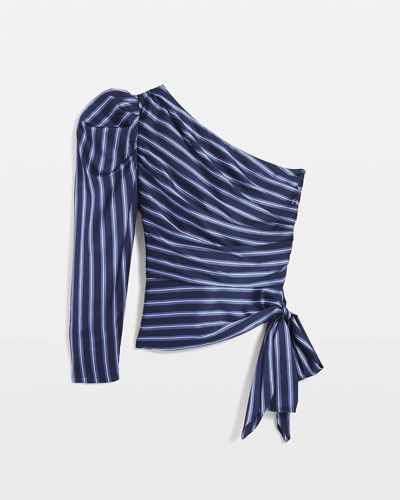 One-Shoulder Satin Blouse