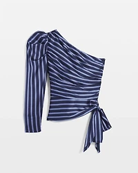 One-Shoulder Satin Blouse