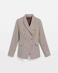 Houndstooth Double-Breasted Blazer