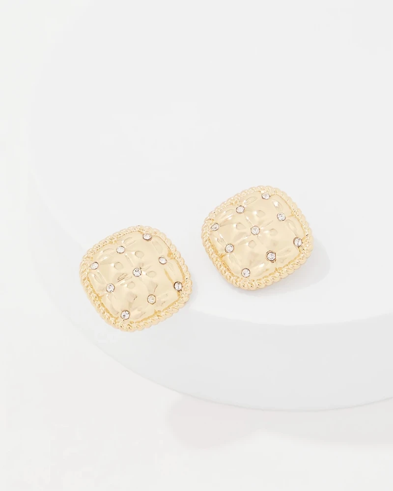 Quilted Pavé Stud Earrings