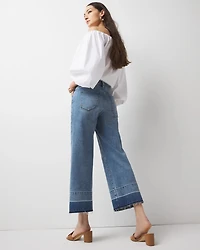 High-Rise Released Hem Wide Leg Cropped Jean