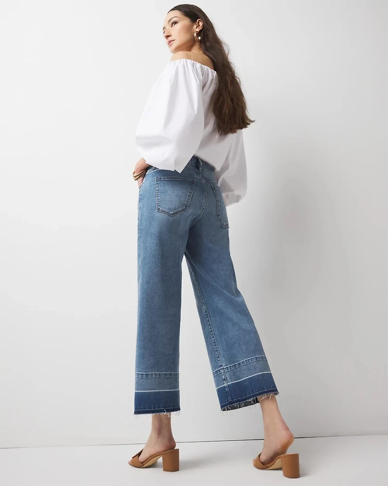 High-Rise Released Hem Wide Leg Cropped Jean
