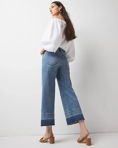 High-Rise Released Hem Wide Leg Cropped Jean