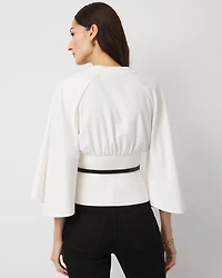 Knit Mix Surplice Blouse