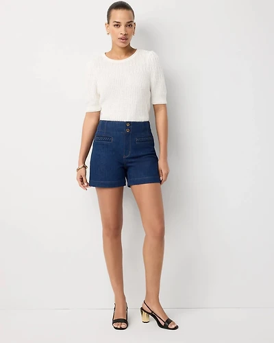 Braid Detail Extra High Rise Denim Short