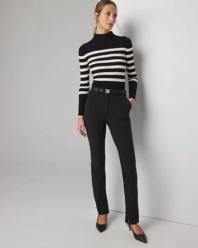 Slim Scuba Pants with Ankle Slits