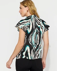 Flutter-Sleeve Satin Shirt