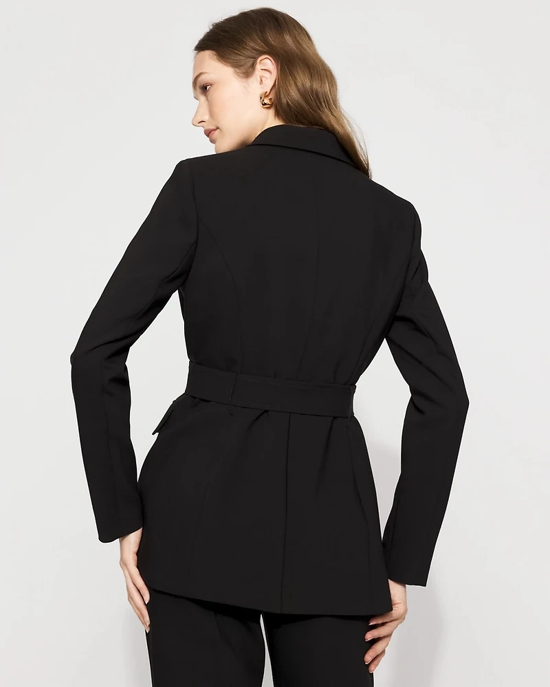 Belted One-Button Blazer