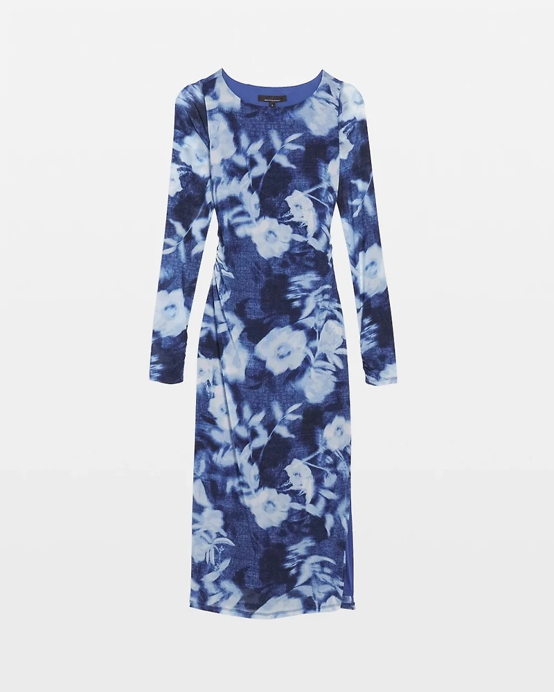 Petite Floral Mesh Midi Dress
