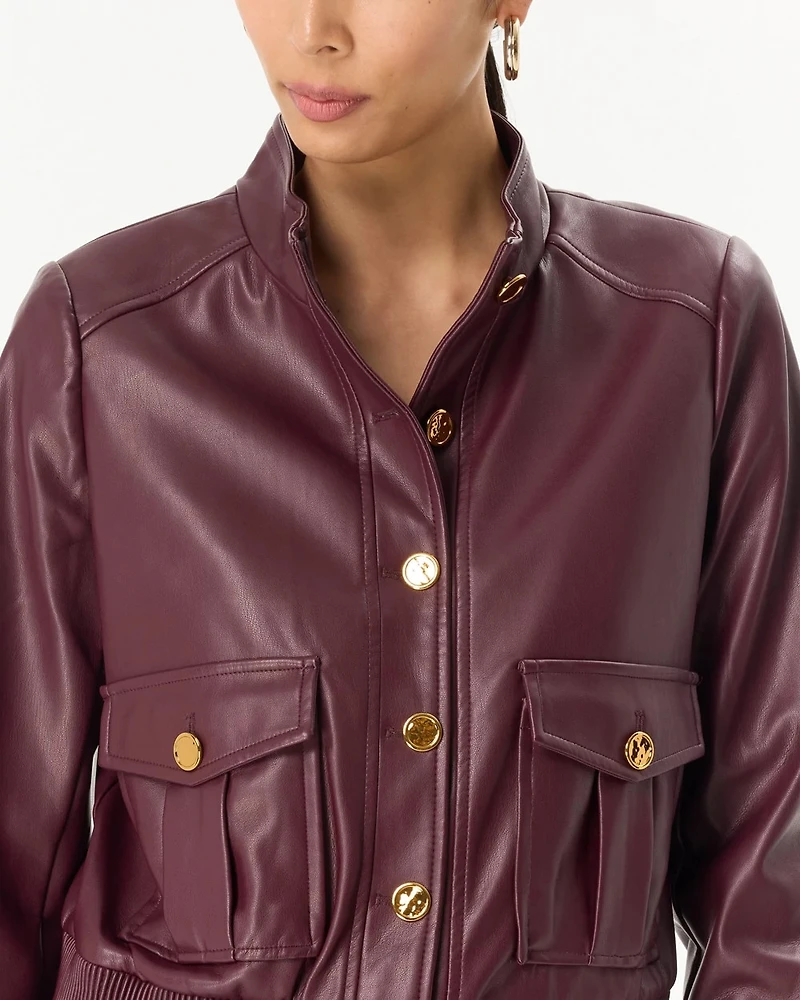Faux Leather Bomber Jacket