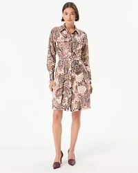 Petite Belted Button Front Shirt Dress