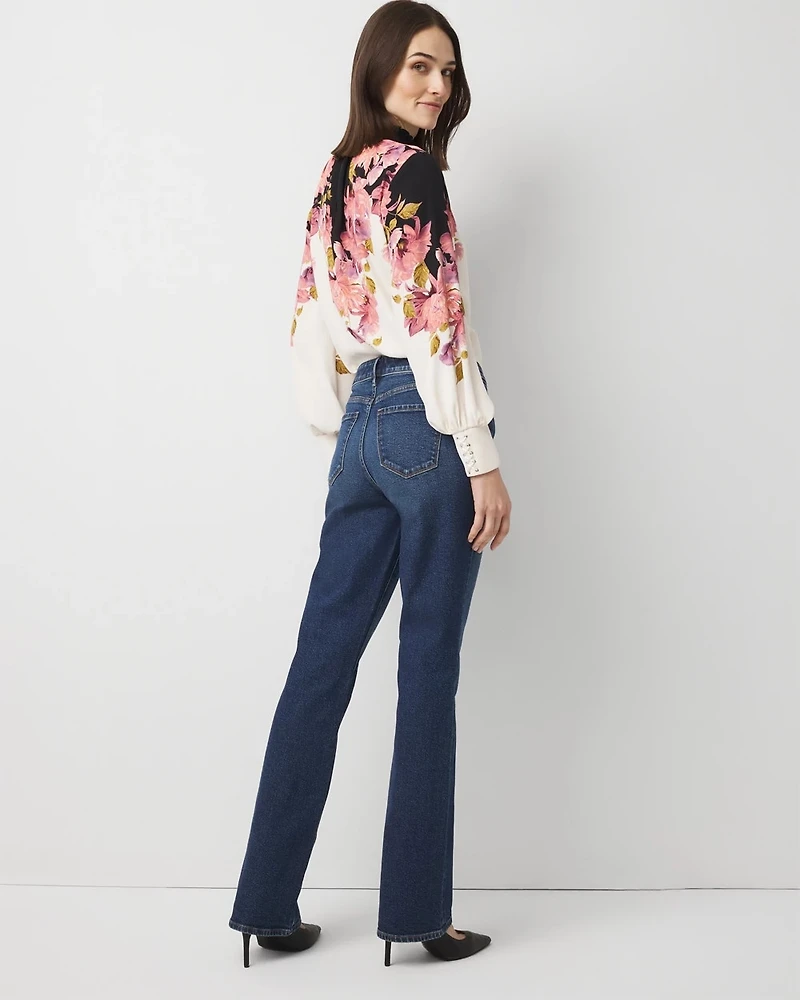 Petite Rigid Stretch Mid Rise Bootcut Jean