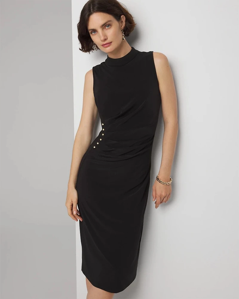 Sleeveless High Neck Midi Dress