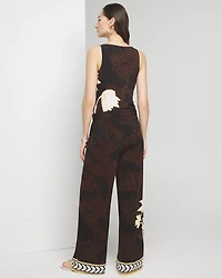 Matte Jersey Wide-Leg Embellished Hem Pant
