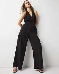 Petite Wide Leg Utility Jumpsuit