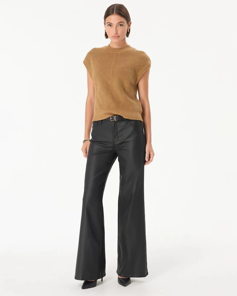 Coated Denim High Rise Wide Leg Jean