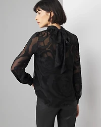 Rose Print Burnout Blouse