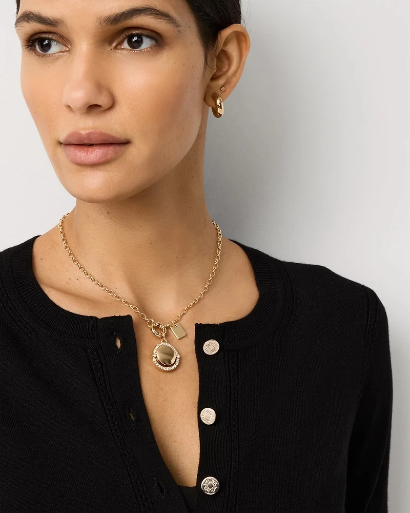 Crewneck Button-Front Cardigan