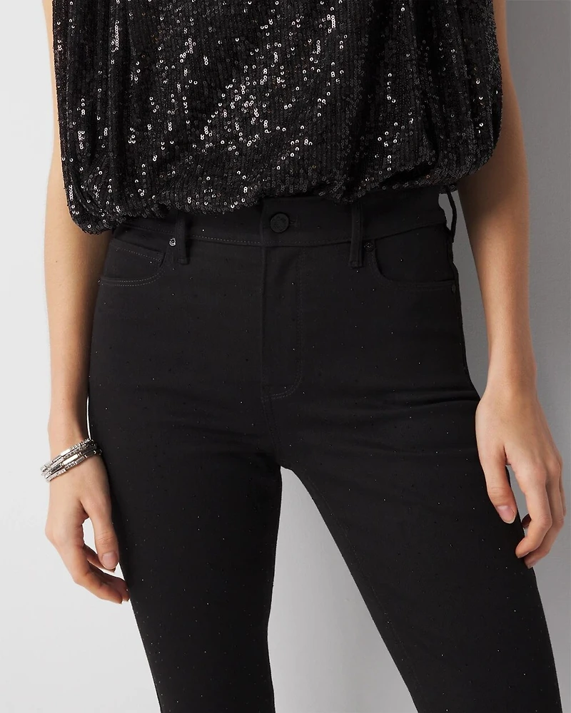 Curvy High-Rise Sculpt Embellished Skinny Flare Jeans