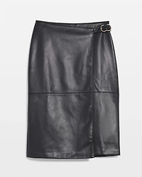 Faux Leather Wrap Skirt