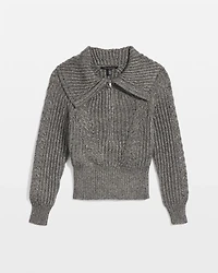 Petite Half Zip Metallic Knit Sweater