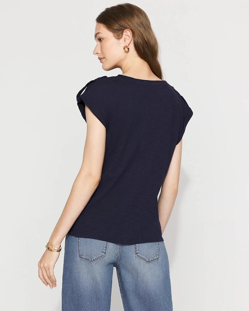 V-Neck Tee with Epaulets