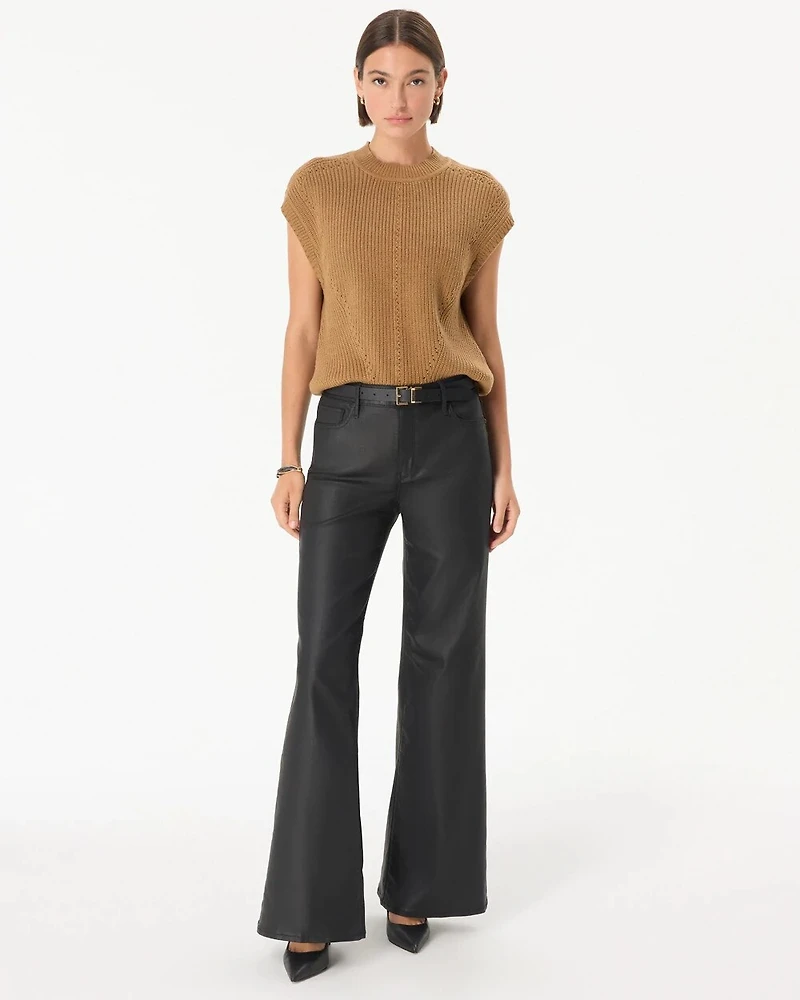 Coated Denim High Rise Wide Leg Jean
