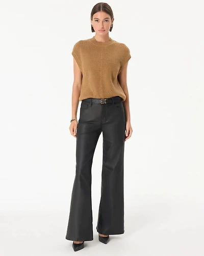 Coated Denim High Rise Wide Leg Jean