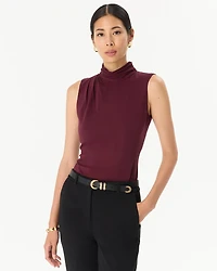 Ponte Mock Neck Sleeveless Top