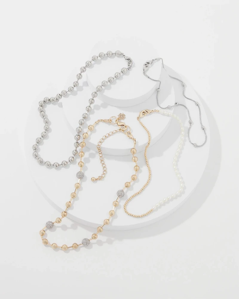 Mixed Metal + Glass Pearl Convertible Necklace