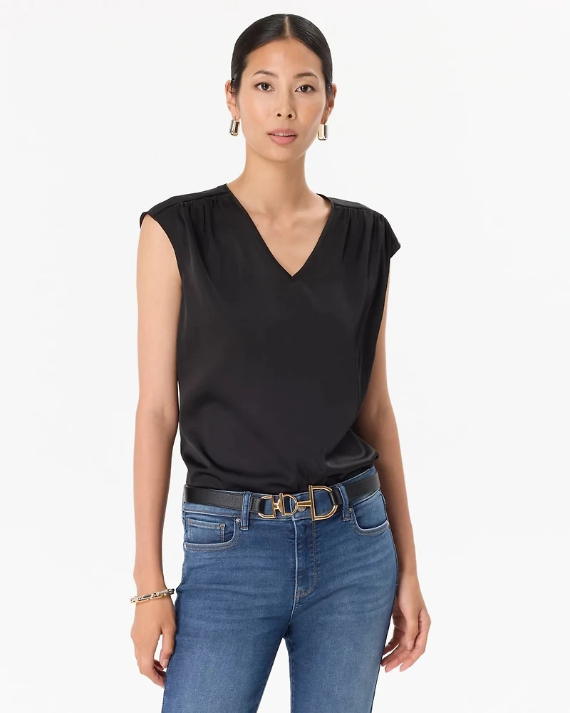 V-neck Satin Shell