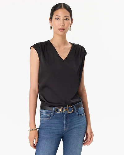 V-neck Satin Shell