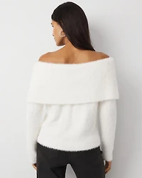 Off-The-Shoulder Brushed Pullover Sweater