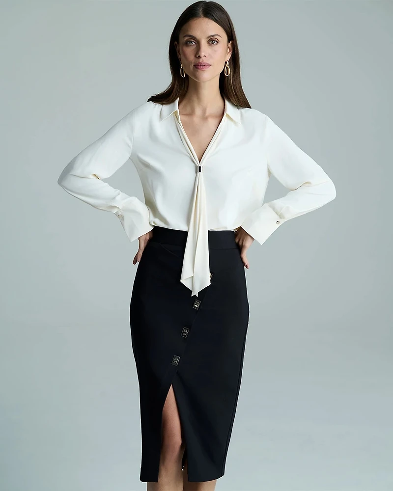 Tie-Detail Crepe Blouse