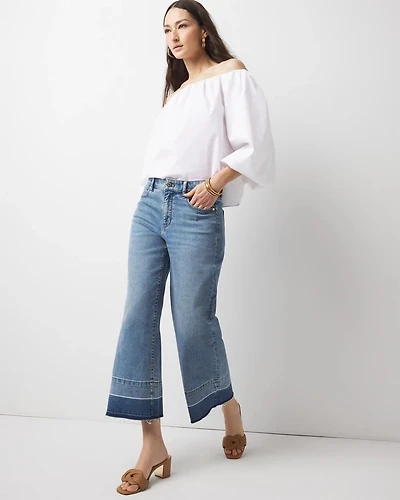 High-Rise Released Hem Wide Leg Cropped Jean