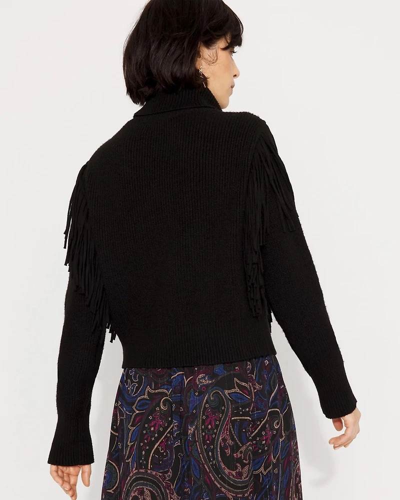 Fringe Turtleneck Sweater